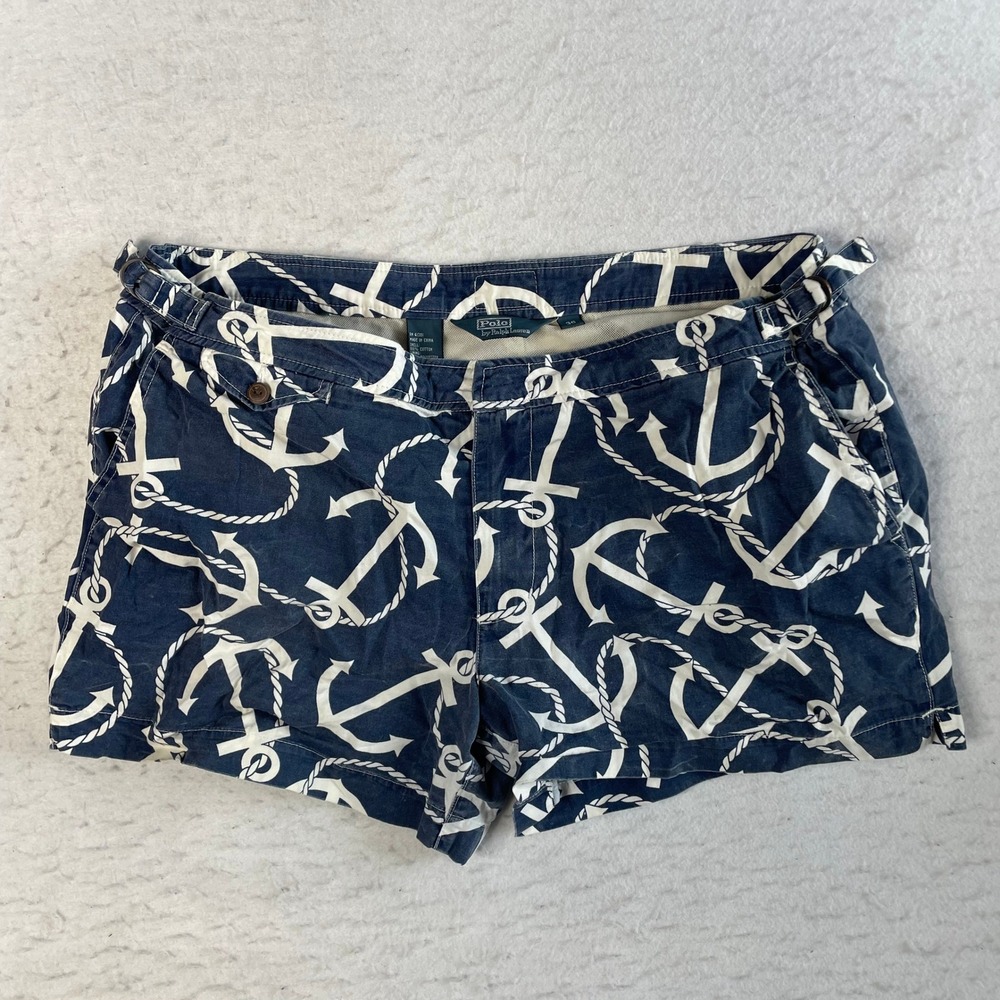 Polo Ralph Lauren Swim Shorts Mens 36 Blue Anchor Rope Print Mesh Lined